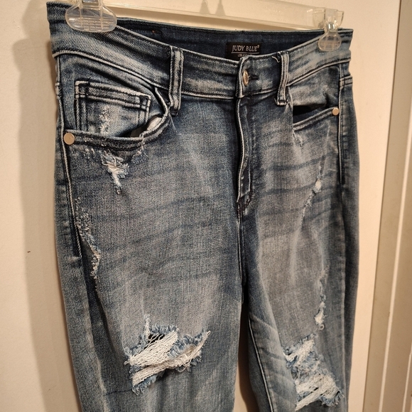 Judy Blue Hope High Rise Destroyed Boyfriend Fit Stretch Jeans Sz 9/29-Casual - Picture 4 of 9